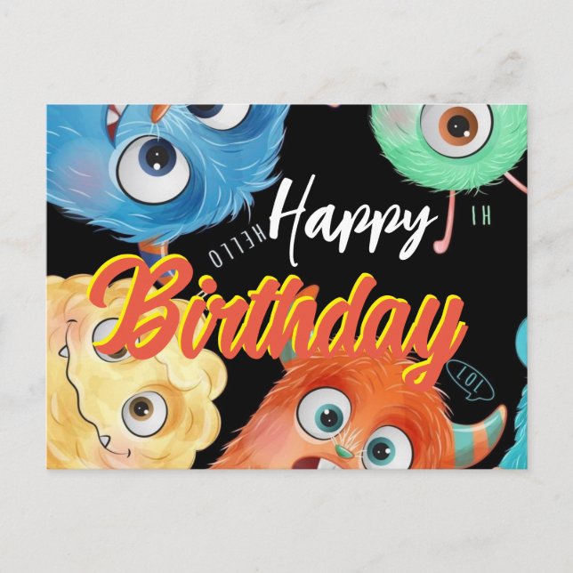 Postkartenmonster zum Geburtstag Postkarte (Vorderseite)