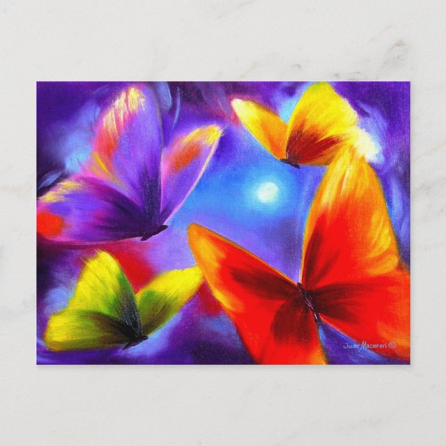 Postkartenparade mit bunten Schmetterlingsgemälden Postkarte (Vorderseite)