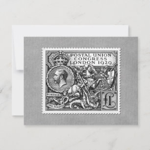 Postkongress 1929 1 Pfund Gewerkschaft Briefmarke Einladung