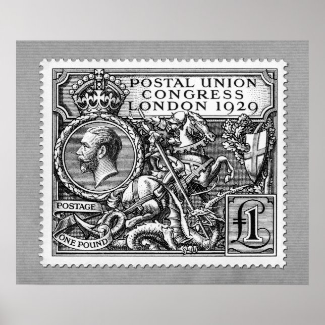 Postkongress 1929 1 Pfund Gewerkschaft Briefmarke Poster (Vorne)