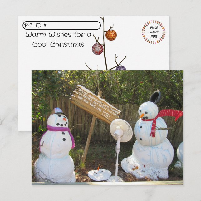 Postkreuzung -2 Schneemänner Weihnachten Postkarte (Vorne/Hinten)