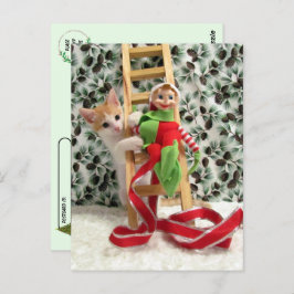 Postkreuzung - Annie the Cat und Christmas Elf Postkarte