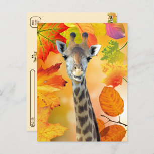 Postkreuzung - farbenfrohe Herbst/Herbst-Giraffe Postkarte