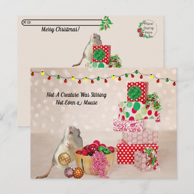Postkreuzung - Niedliche Rattendekoration Weihnach Postkarte (Vorne/Hinten)