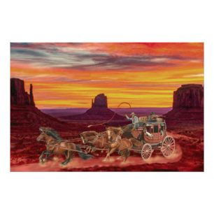 POSTKUTSCHEN-COWBOYS FOTODRUCK