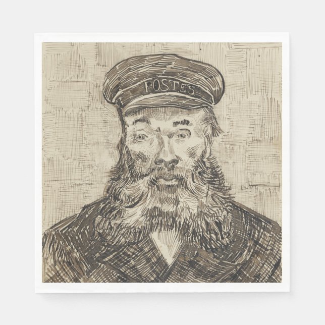 Postman Joseph Roulin (Sepia Sketch) (von van Gogh Serviette (Vorderseite)