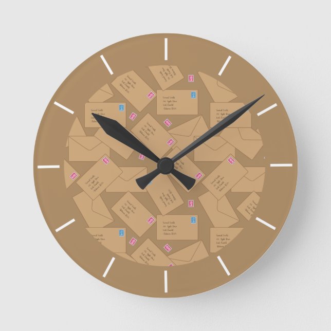 Postman Mail Carrier und Postamt Runde Wanduhr (Vorderseite)