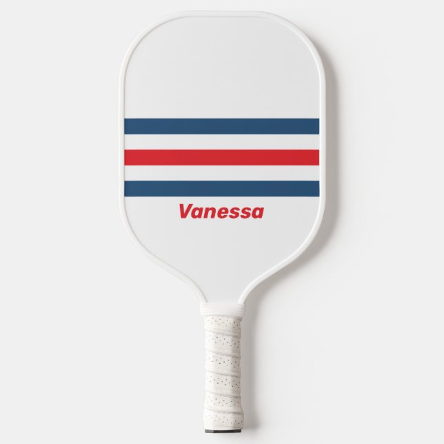 Postman Nostalgic Across Striping with Name Pickleball Schläger (Vorderseite)