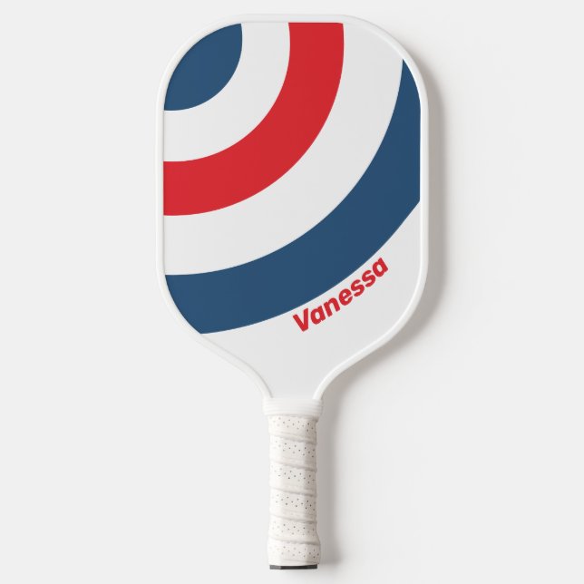 Postman Nostalgic Circle Streifen mit Namen Pickleball Schläger (Vorderseite)