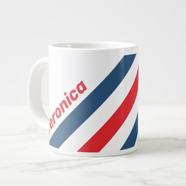 Postman Nostalgic Stripes with Name Jumbo-Tasse (Vorderseite Links)