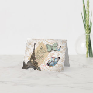 Postmarkenskripte Schmetterling Paris Effiel Tower Karte