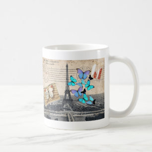 Postmarkenskripte Schmetterling Paris Effiel Tower Tasse