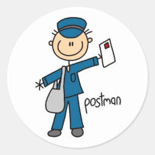 Postmitarbeiter-Strichmännchen Runder Aufkleber