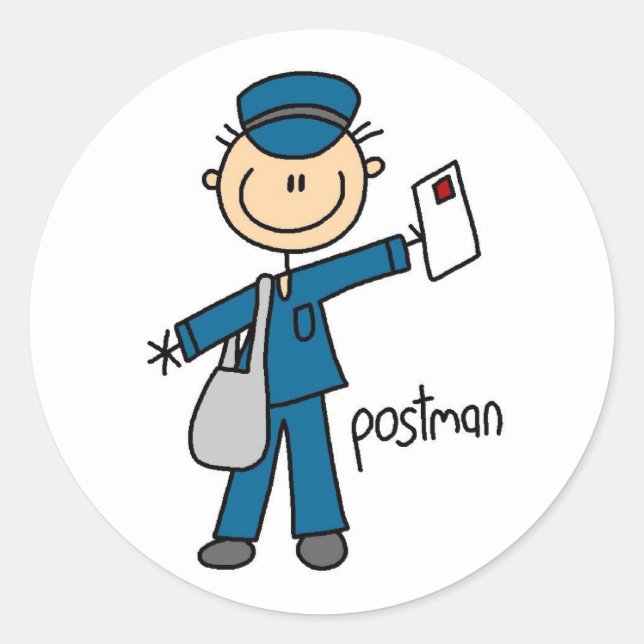 Postmitarbeiter-Strichmännchen Runder Aufkleber (Vorderseite)