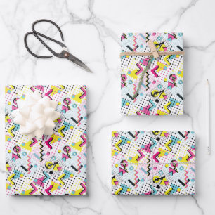 Postmoderne Memphis-Stilmuster Geschenkpapier Set