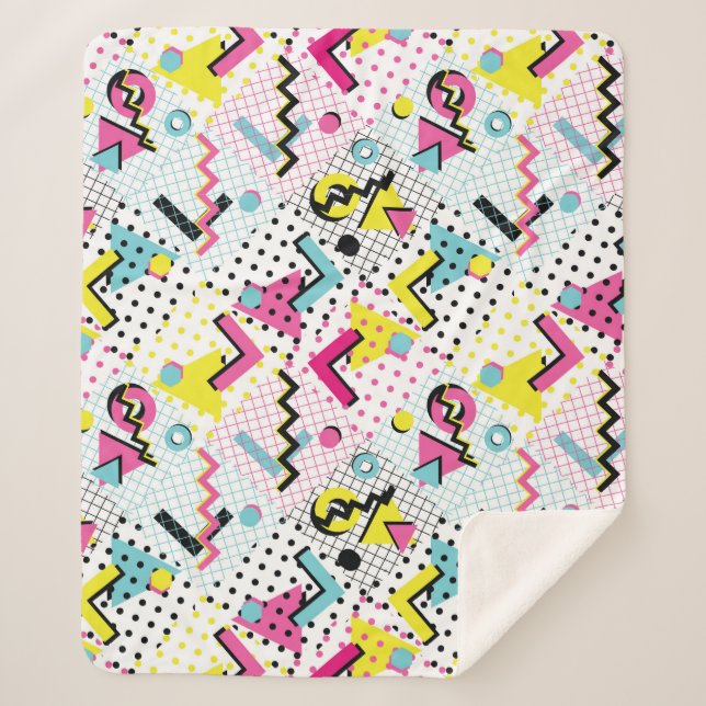 Postmoderne Memphis-Stilmuster Sherpadecke (Vorderseite)