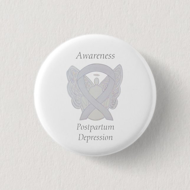Postpartum Depression Awareness Angel Ribbon Butto Button (Vorderseite)
