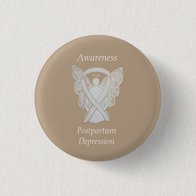 Postpartum Depression Awareness Angel Ribbon Butto Button (Vorderseite)