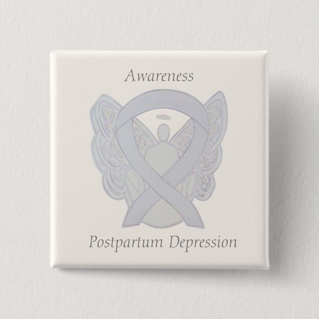 Postpartum Depression Awareness Angel Ribbon Butto Button (Vorderseite)
