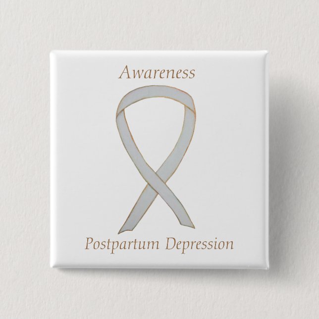 Postpartum Depression Awareness Custom Ribbon Butt Button (Vorderseite)