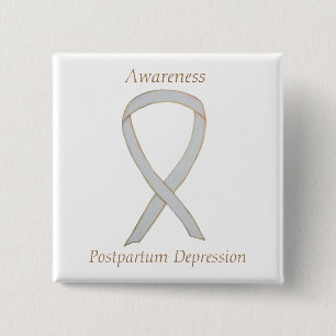 Postpartum Depression Awareness Custom Ribbon Butt Button