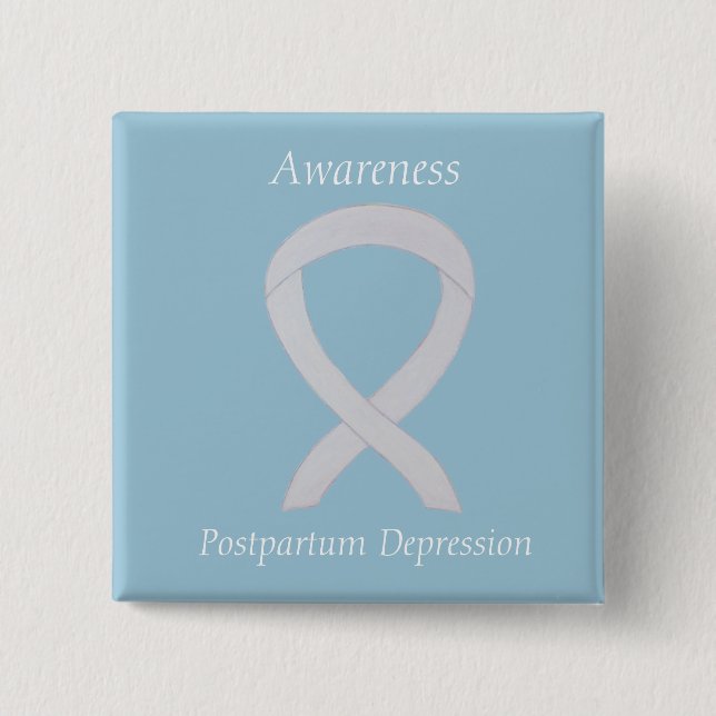 Postpartum Depression Awareness Custom Ribbon Butt Button (Vorderseite)