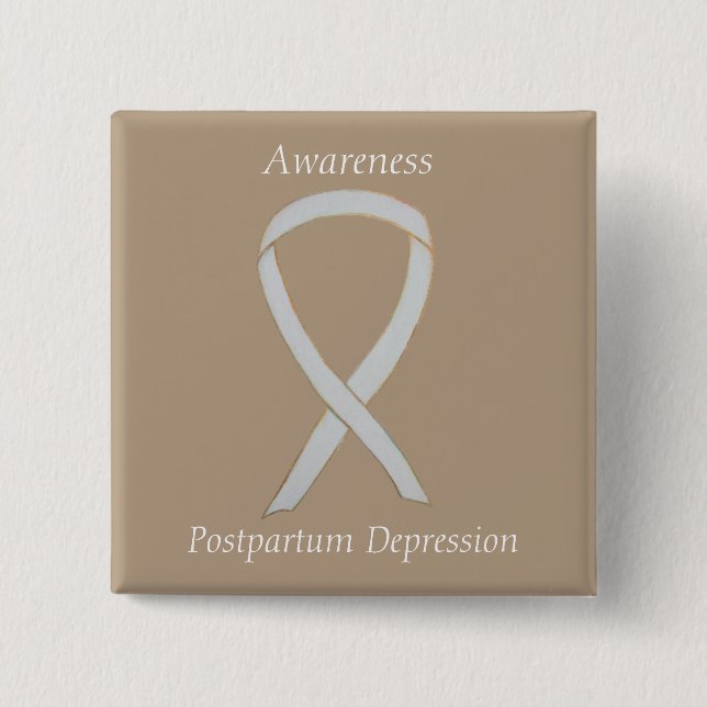 Postpartum Depression Awareness Custom Ribbon Butt Button (Vorderseite)