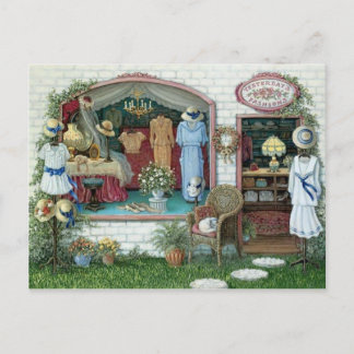 Posttienda de ropa Vintag dibujada Postkarte