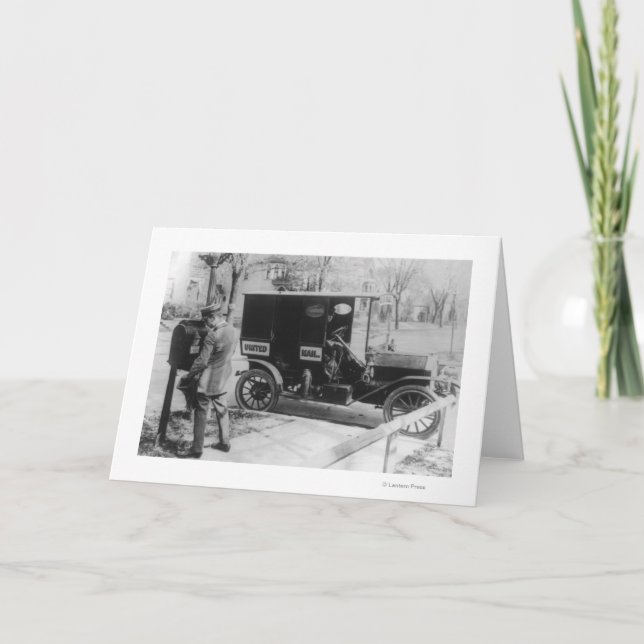 Postträger mit "United Mail"-Automobil Karte (Vorderseite)