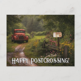 Postüberqueren des roten Lastkraftwagens - Postkar Postkarte