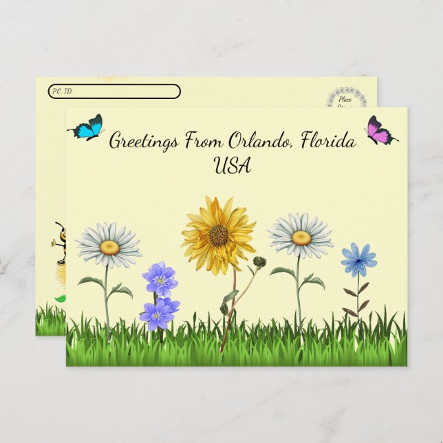Postüberqueren Niedlicher Blumengruß von der Postk Postkarte (Vorne/Hinten)
