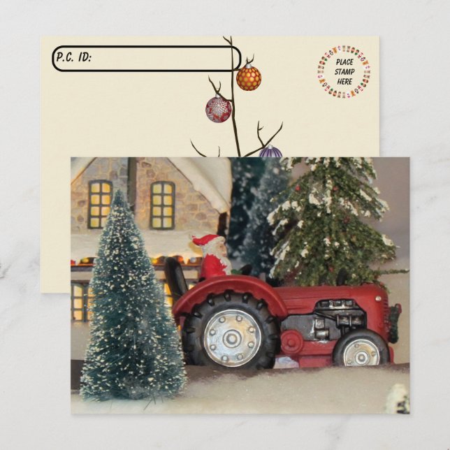 Postüberquerung - Bauernstil Weihnachtsmann Postka Postkarte (Vorne/Hinten)