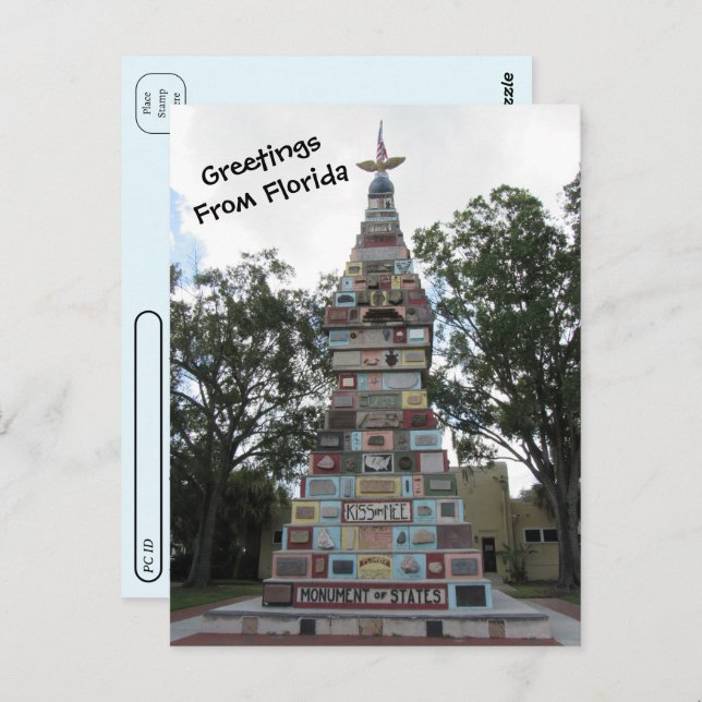Postüberquerung - Denkmal der Staaten - Florida Postkarte (Vorne/Hinten)