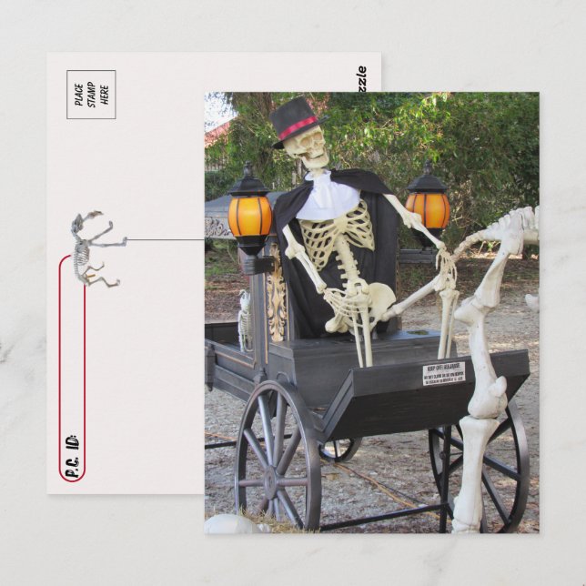 Postüberquerung - Skeleton Pferde Carraige Postkar Postkarte (Vorne/Hinten)