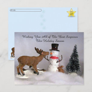 Postüberquerung - Winter für Snowman und Rentier Postkarte