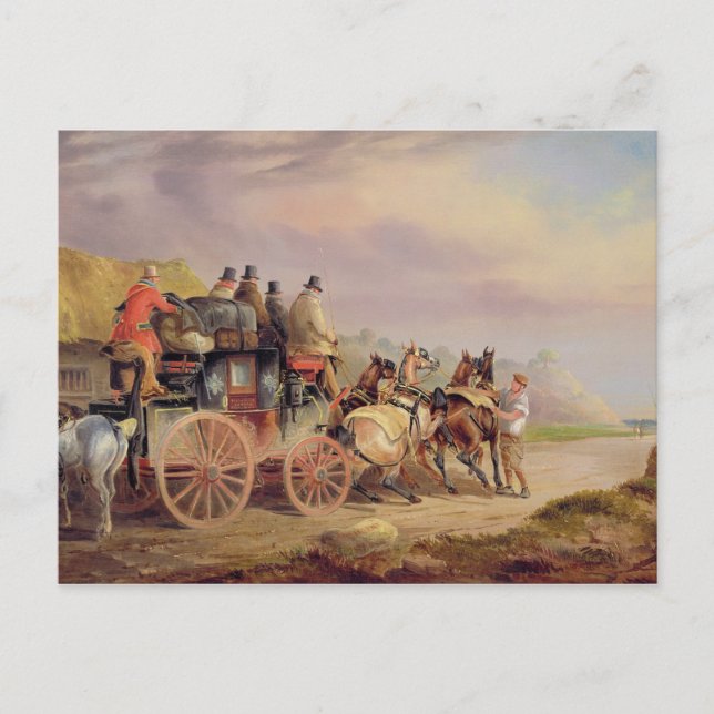 Postwagen auf der Straße: Die 'Quicksilver' Devonp Postkarte (Vorderseite)
