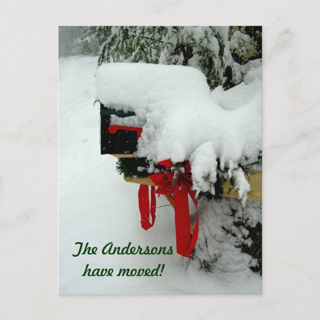 Postweg Neue Anschrift Winterankündigung Ankündigungspostkarte (Vorderseite)