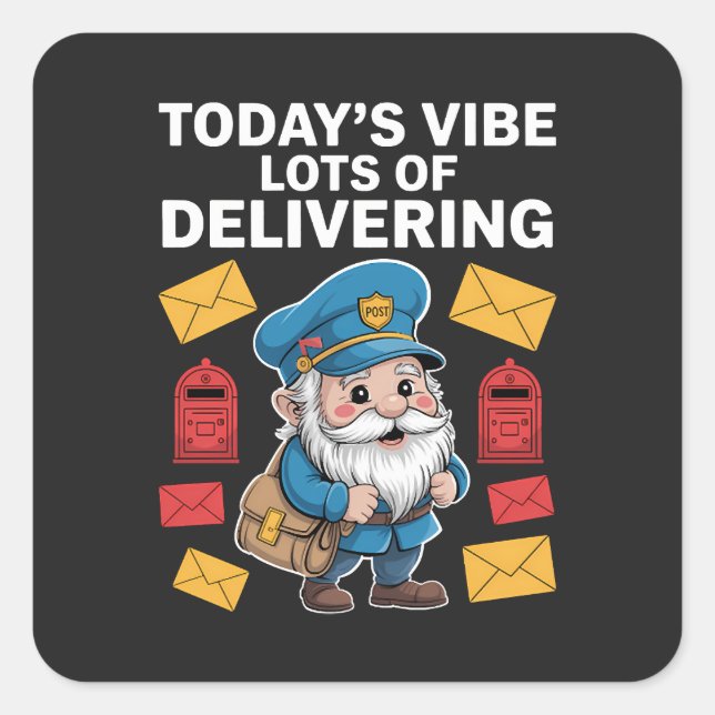Postzustellende Gnome Mail Quadratischer Aufkleber (Vorderseite)