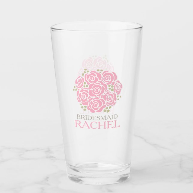 Posy danke Ihnen Brautjungfrau pink Hochzeitsfavor Glas (Vorderseite)