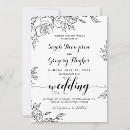 Posy of Rose Rustikale Kalligrafie Hochzeit Einladung