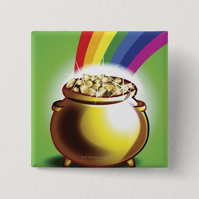 Pot aus Gold und Regenbogen Button (Vorderseite)