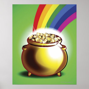 Pot aus Gold und Regenbogen Poster