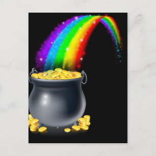 Pot aus Gold und Regenbogen Postkarte