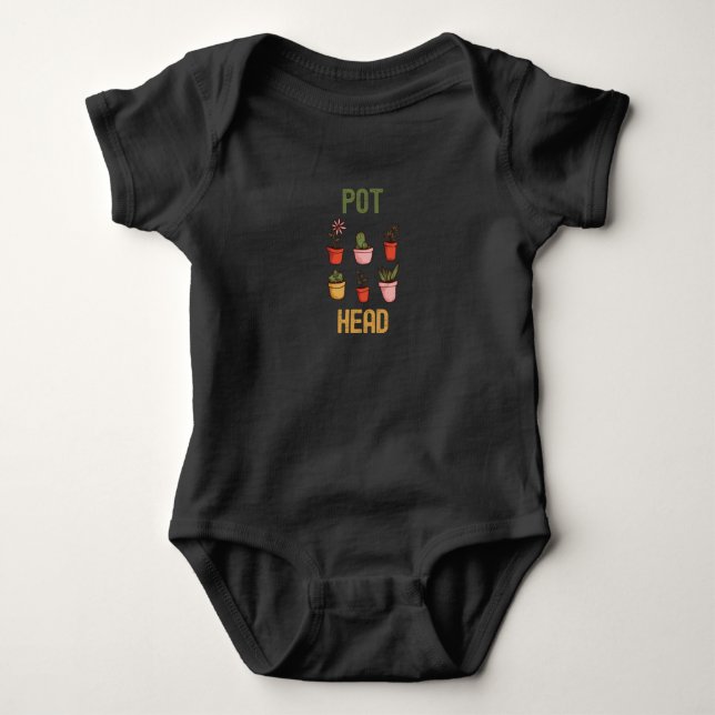 Pot Head - Funny Pflanze Lover Design Baby Strampler (Vorderseite)