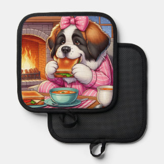 Pot Holding W/ Saint Bernard Kunstwerk Topflappen