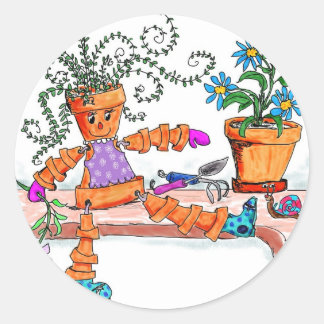 Pot Lady Runder Aufkleber