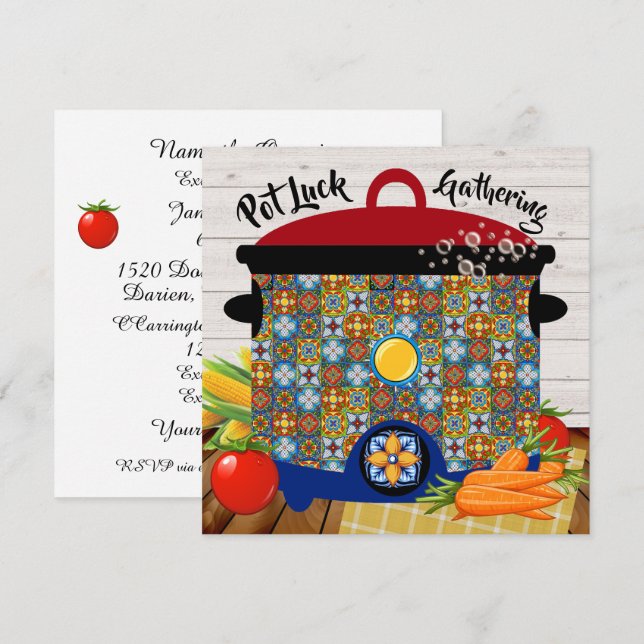 Pot Luck Einladung (Vorne/Hinten)