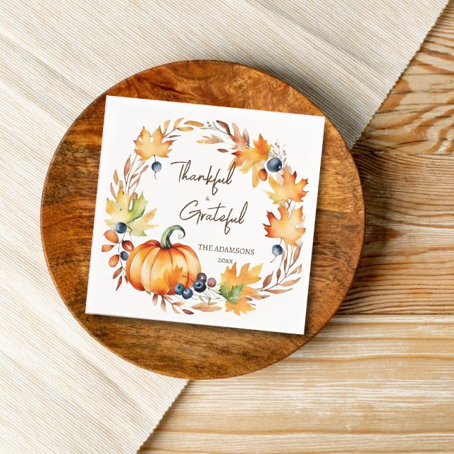 Pot Luck Erntedank Dinner Party Geschirr Serviette (Thanksgiving Pot luck dinner party tableware personalized plates watercolor pumpkin wreath  )
