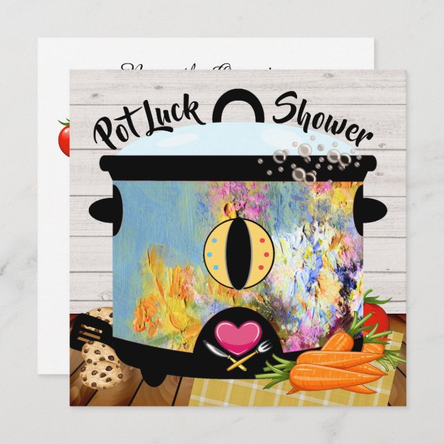 Pot Luck Shower Einladung (Vorne/Hinten)