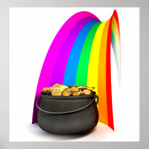 Pot O' Gold am Ende eines Regenbogens Poster